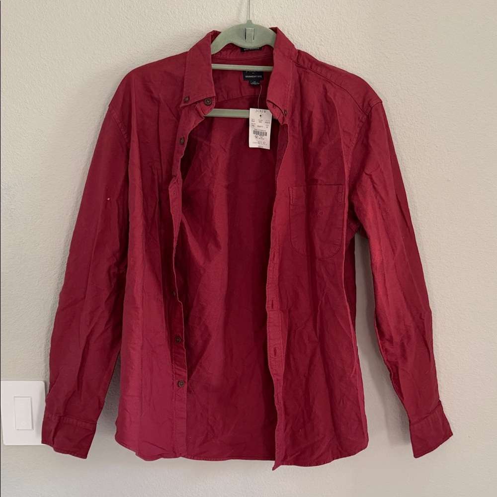 J. Crew Garment Dye Shirt in Rich Red maroon